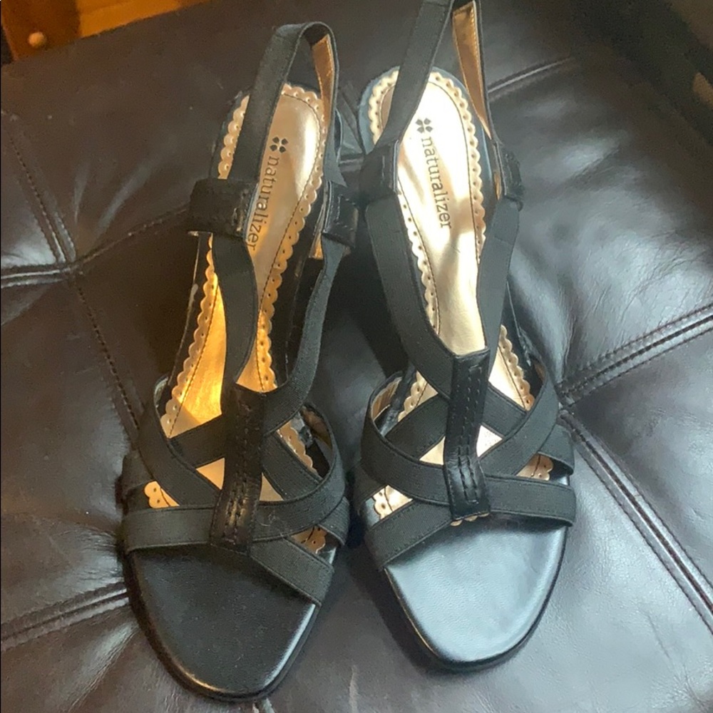 NEVER WORN - Black Strappy Heels Size 7.5